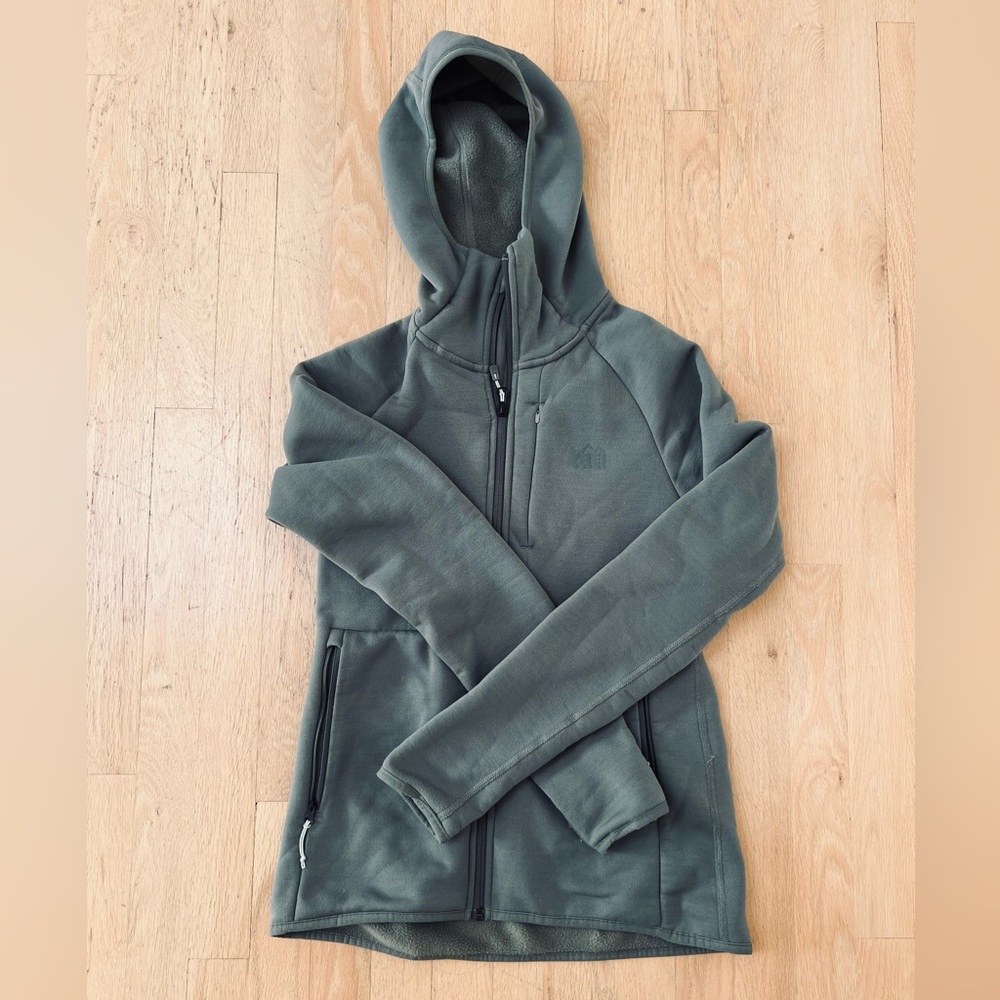 REI fleece green zip up XS